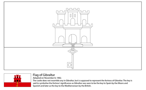 Flag of Gibraltar Coloring page