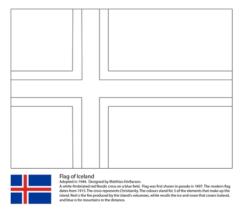 Flag of Iceland Coloring page