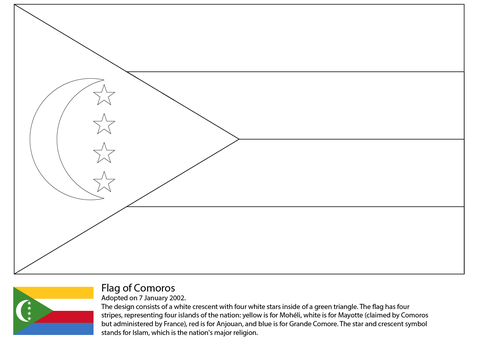 Flag of The Comoros Coloring page