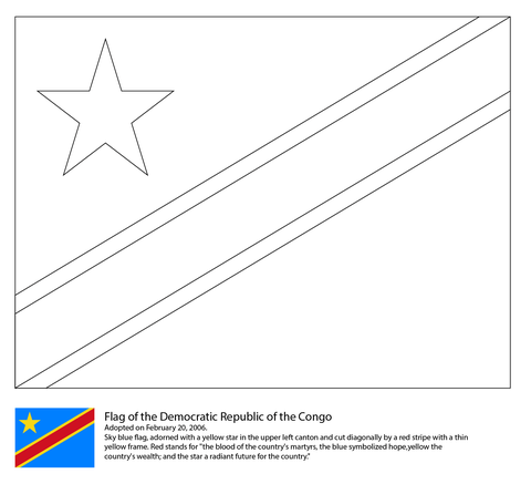 Flag of The Democratic Republic of The Congo Coloring page