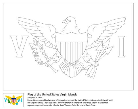 Flag of The United States Virgin Islands Coloring page