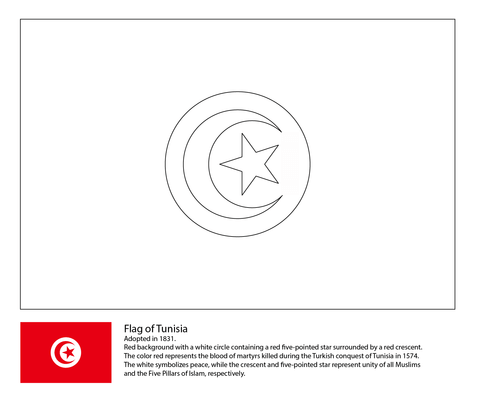 Flag of Tunisia Coloring page
