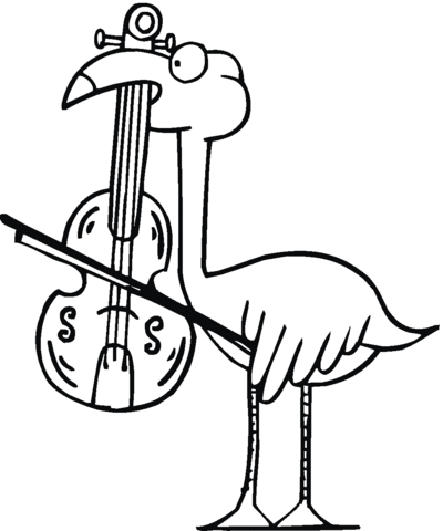 Flamingo Plays viola Coloring page