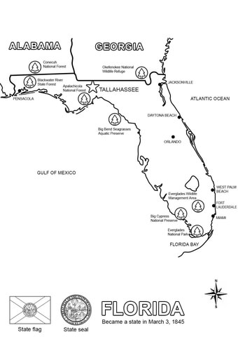 Florida Map Coloring page