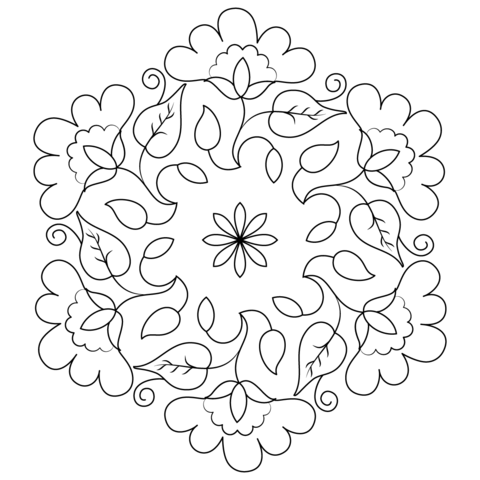 Flower Buds Kolam Coloring page