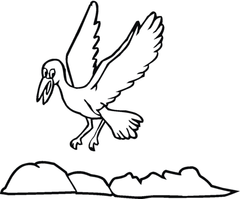 Flying Crow  Coloring page