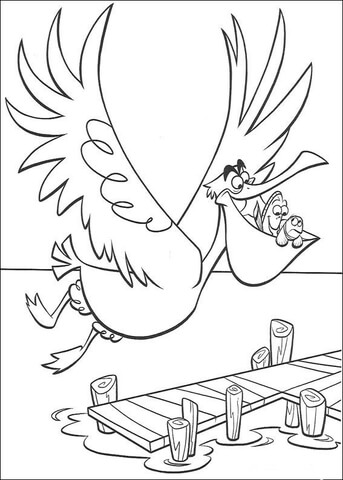 Fish in the mouth of pelican Coloring page
