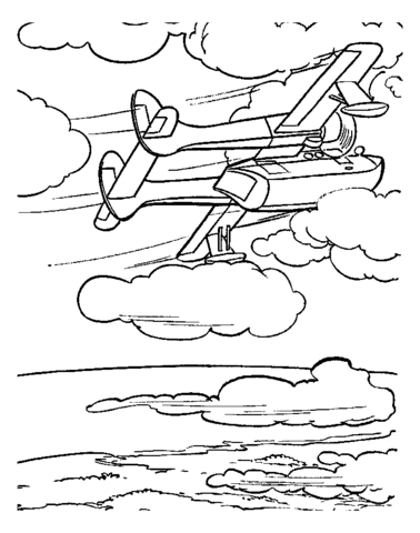 Airplane Flying In The Sky  Coloring page