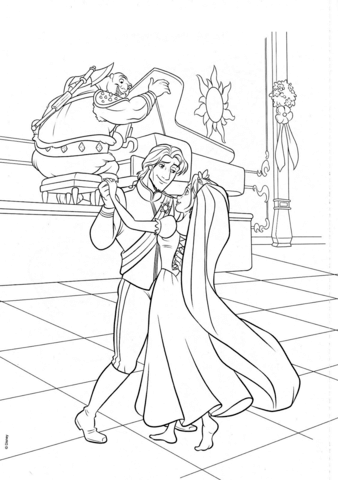 Flynn and Rapunzel Wedding Dance Coloring page