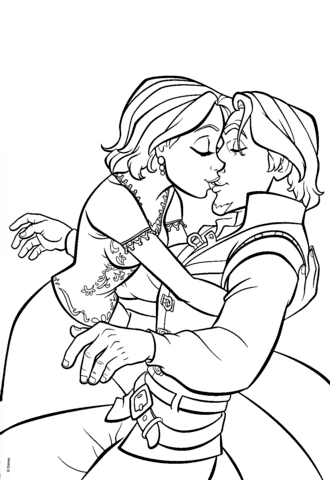 Flynn and Rapunzel Coloring page