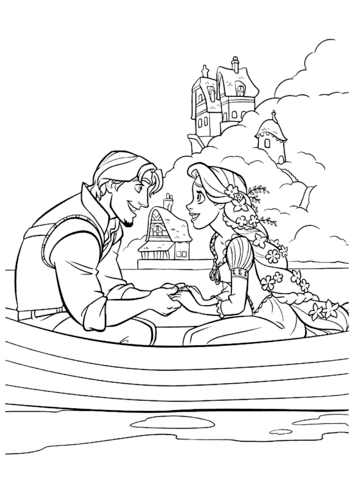Flynn Rider and Rapunzel Coloring page