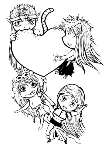 Chibis with Heart from Manga Bleach Coloring page