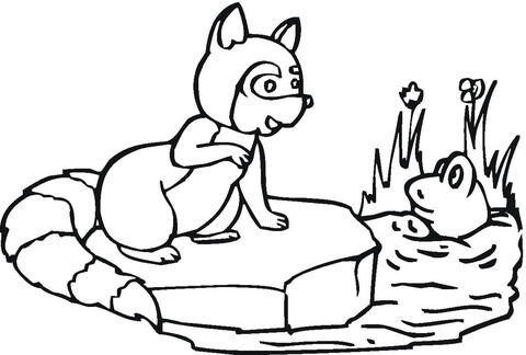 Fox Is Talking With Water Snake  Coloring page