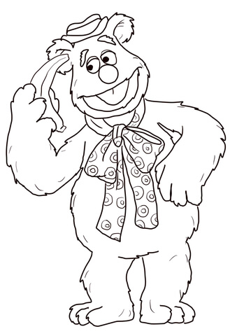 Fozzie Bear with Banana Coloring page