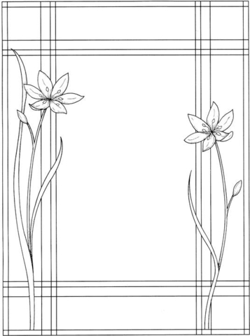 Frame With Two Flowers  Coloring page