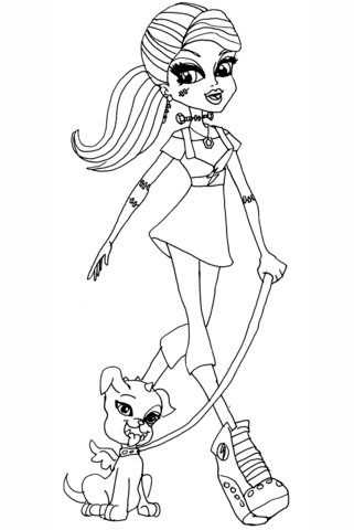 Frankie with Dog Coloring page