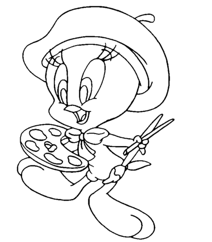French Tweety Coloring page