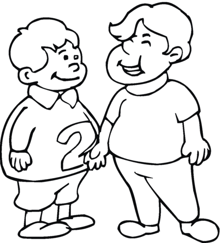 Two little boys  Coloring page