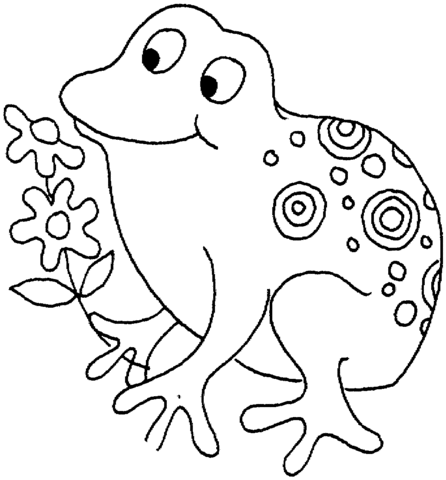 Frog holding flower Coloring page