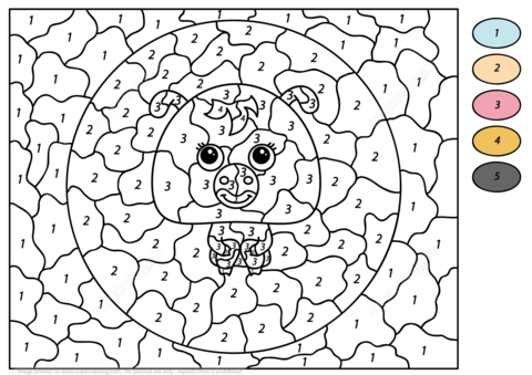 Funny Dog Color by Number Coloring page