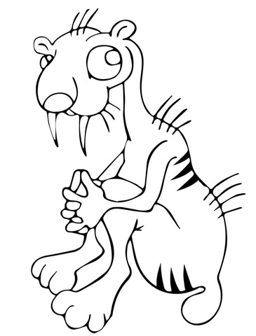 Funny Saber Tooth Tiger Coloring page
