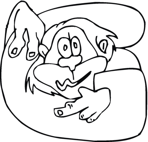 monkey in G Coloring page