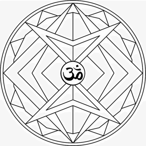 Geometric Mandala with Om Symbol Coloring page