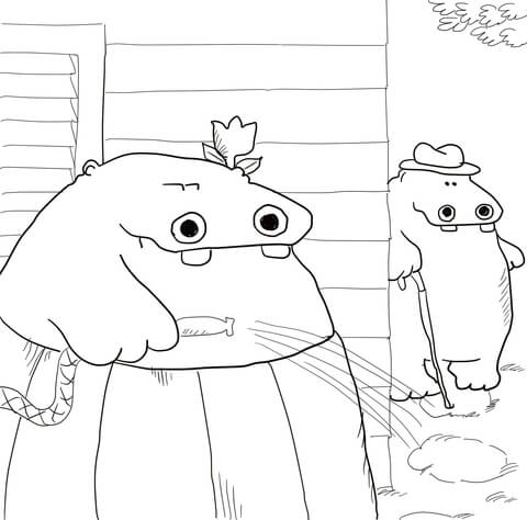 George and Martha Hippos Coloring page
