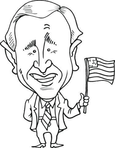 George W. Bush caricature Coloring page