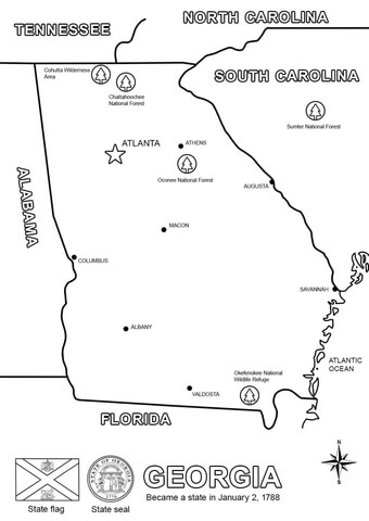 Georgia Map Coloring page
