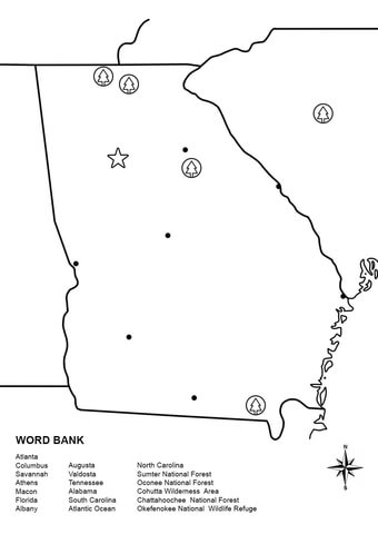Georgia Map Worksheet Coloring page