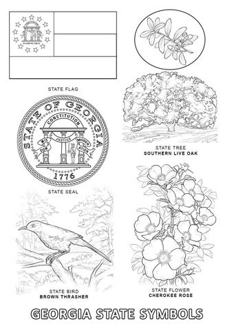 Georgia State Symbols Coloring page