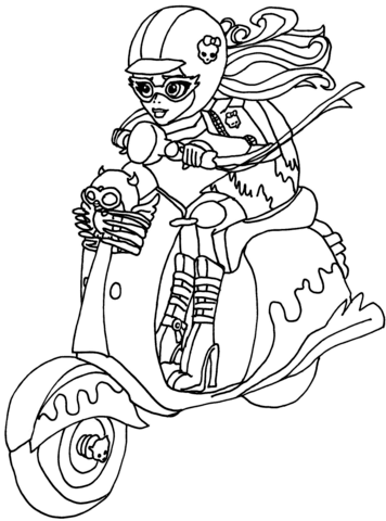 Ghoulia on Bike Coloring page
