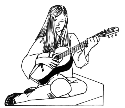Girl Plays Guitar  Coloring page