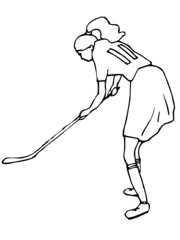 Girl Plays Field Hockey Coloring page