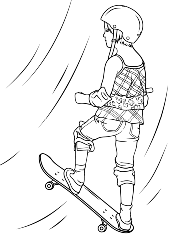 Girl Skateboarder Coloring page