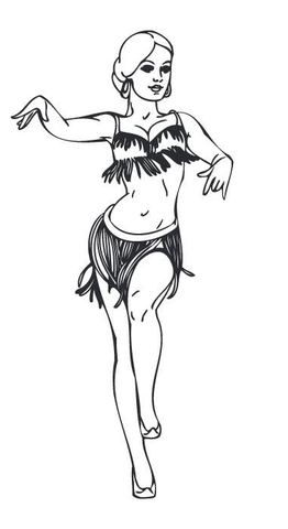 Girl Wearing a Hula Outfit Dancing Coloring page