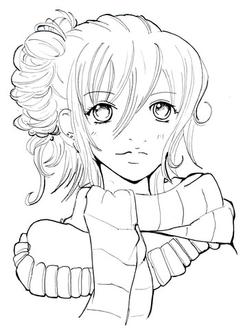 Girl with Scarf Coloring page