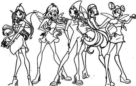 Girls From Winx Club  Coloring page