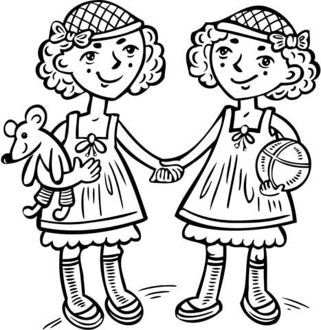 Girls Twins Coloring page