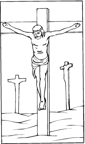 Jesus crucified on the cross Coloring page