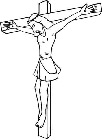 Christ on the cross with head down Coloring page