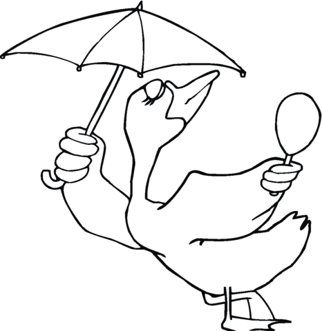 Goose With Umbrella Coloring page