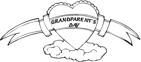 Heart-shaped Grandparent's Day greeting Coloring page