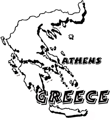Map Greece  Coloring page