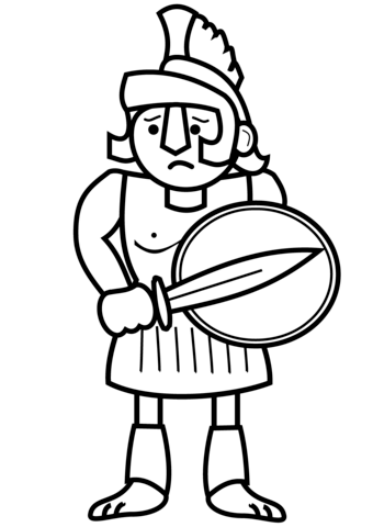 Cartoon Ancient Greek Soldier Coloring page