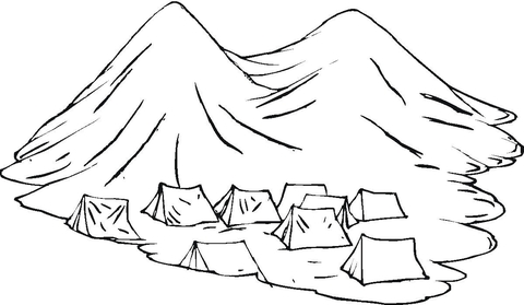Group Of Nomads Tents In The Mountains  Coloring page
