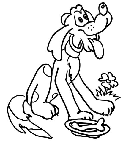 Pluto With a Bone Coloring page