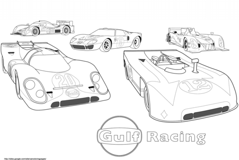 Gulf Racing Cars Coloring page