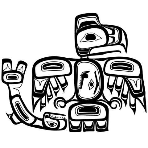 Haida Art - Eagle and Salmon Coloring page